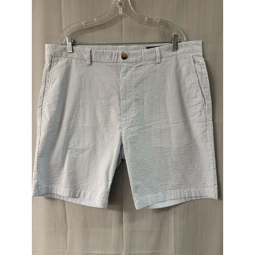 Vineyard Vines Mens Seersucker Breaker Shorts Blue White Striped Size 40 Stretch